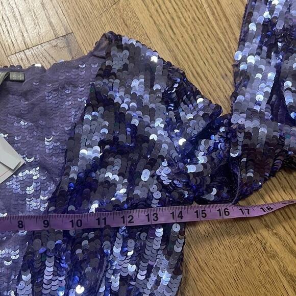 MWT ASOS LONG SLEEVE SEQUINS CROSSOVER WRAP BODYSUIT SIZE 2 - Picture 4 of 6